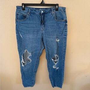 Distressed Blue Jeans